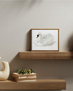 VIYYIEA Framed Canvas Wall Art, White Swan Wall Art for Living Room, Vintage Animal Oil Painting Picture, Aesthetic Home Decor, Bathroom Wall Decor -【Swan】-(10L x 8W)