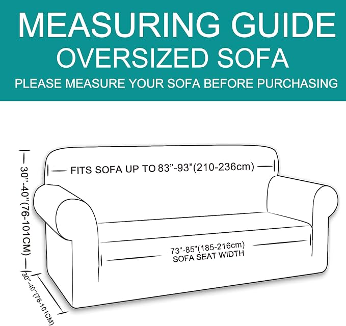 U-NICE HOME Oversized Stretch Couch Cover Slipcover, Chocolate | 3 Cushion Sofa - Image 6