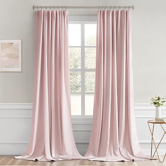 MIULEE Light Pink Back Tab Blackout Curtains 52x108 Inch Long 2 Panels Set | - Image 9