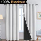 Yakamok Greyish White 100% Blackout Curtains 96 Inches Long, 2 Thick Layers | - Image 2