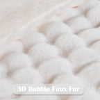 NEWCOSPLAY Faux Fur Queen Blanket Ivory Bubble Blanket Thick Warm Soft for Couch Sofa Bed 550GSM (Ivory, Queen(90"x90"))