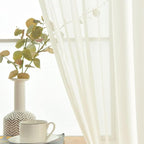 SpaceDresser Ivory Sheer Curtains 4 Panels Rod Pocket Semi-Sheer Curtain 84 - Image 4