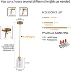 Brass Pendant Lights Kitchen Island - Gold Clear Glass Pendant Light Fixture Multiple Stems Rods 3 Units 12 Inch 3 Units 4 Inch (3 Pack Brass)