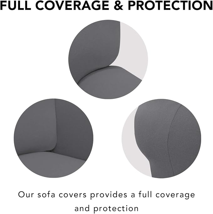 PureFit Stretch Oversized Couch Covers Fleece Sofa Slipcovers Gray | 1-Piece - Image 3