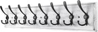 Coat Rack Wall Mount, Wooden Heavy Duty Coat Rack for Wall,8 Triple Coat Hanger Hooks for Hanging Coats,Jacket,Hat,Clothes (Grey White, 8 Hooks)