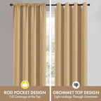 MIULEE 4 Panel Set Short Bedroom Blackout Curtains 54 Inch Long Dark Beige | - Image 8