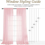 Sheer Blush Pink Curtains 108 Inches Long 2 Panels Set, 59 Inch Extra Wide - Image 2