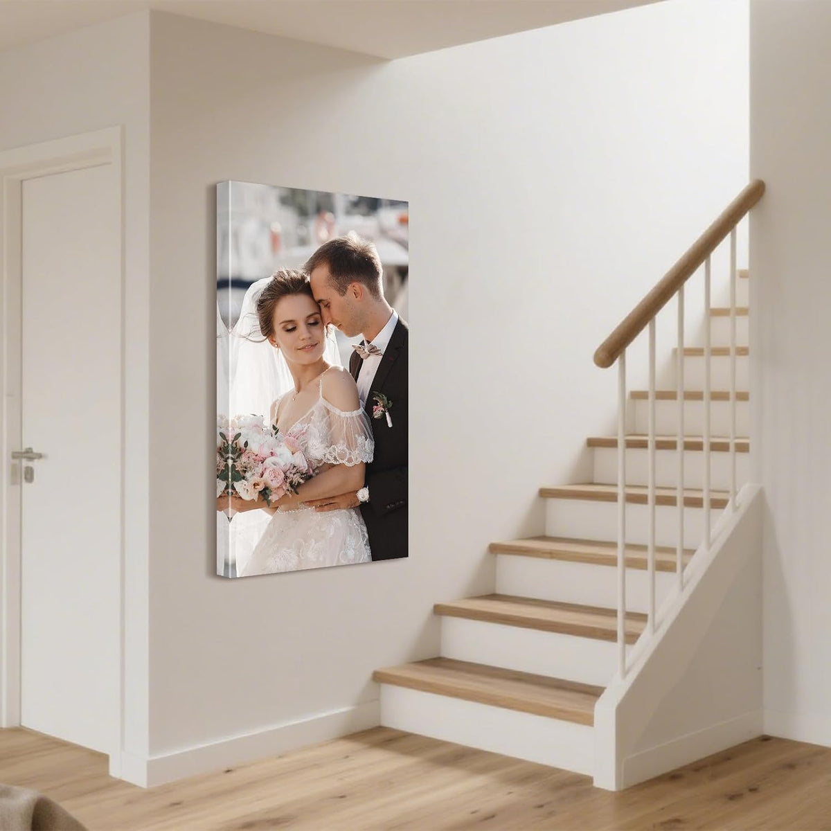 Personalized Custom Canvas Prints with Your Photos & Text, Customized Picture Print, Transform Own Images Into Framed Wall Art Digitally Printed Photo to Canvas, Keepsakes Gifts for Family 12x24’’
