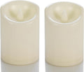 CANDLE CHOICE Waterproof Outdoor Battery Operated Flameless Candles with Timer Flickering Plastic Resin Electric LED Pillar Lights for Lantern Patio Garden Wedding Party Decorations 3x4 Inches 2 Pack