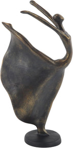 Deco 79 Polystone Dancer Decorative Sculpture Home Decor Statue, Accent Figurine 7" x 5" x 13", Brass