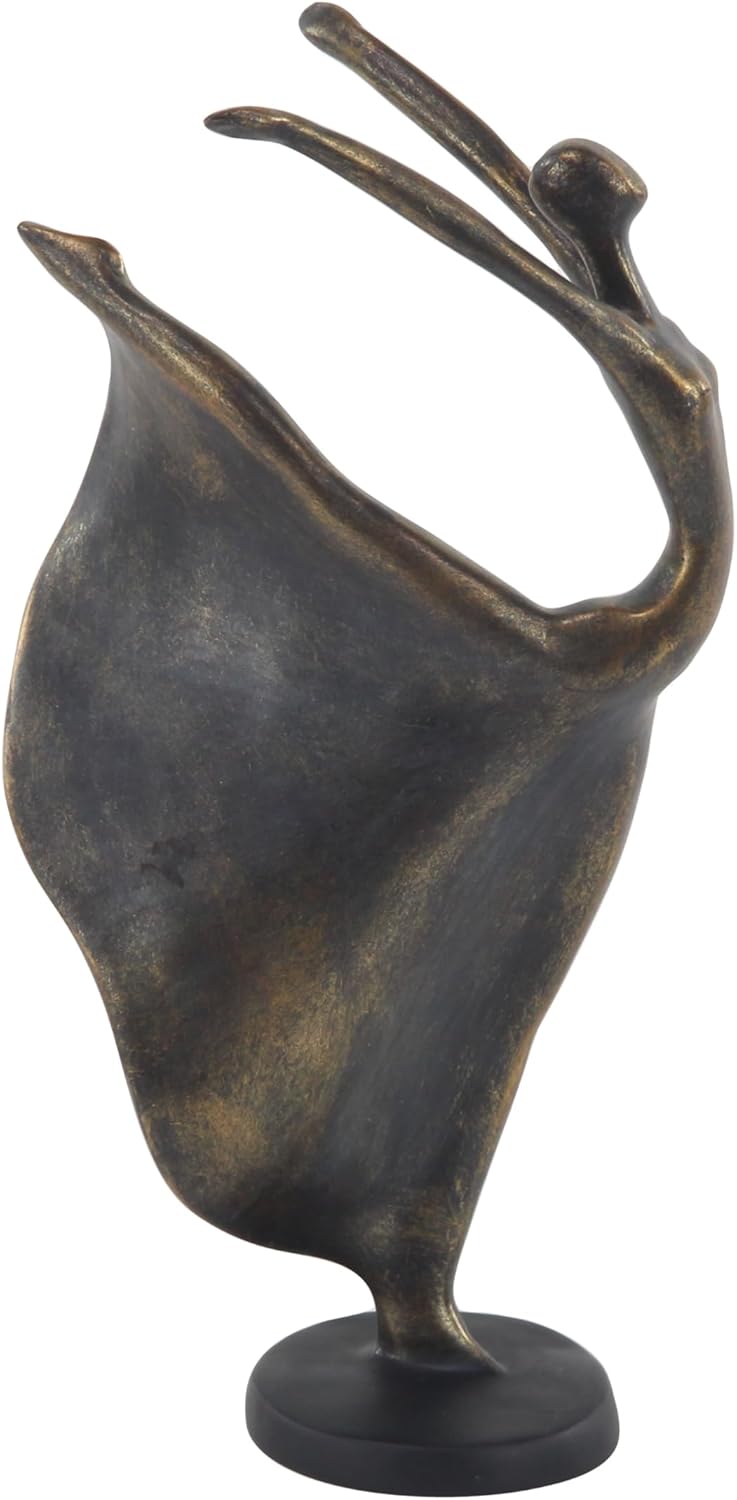Deco 79 Polystone Dancer Decorative Sculpture Home Decor Statue, Accent Figurine 7" x 5" x 13", Brass