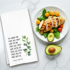 Inspirational Kitchen Hand Towel, Hostess Gift for Women, Christian Quote Waffle Weave Towel, Faith Decor Accent for Kitchen or Bathroom