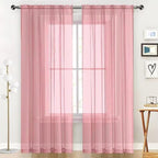 SpaceDresser Sheer Blush Curtains 4 Panels Rod Pocket Semi-Sheer Curtain 72 - Image 3