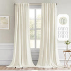 MIULEE Cream Back Tab Blackout Curtains 52x102 Inch Long 2 Panels Set | Rod by MIULEE