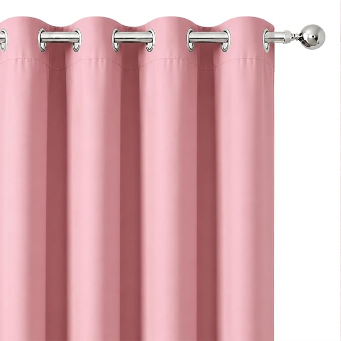 Pink Thermal Blackout Curtains/38 x 54 Inch/Set of 2 Panels Room Darkening - Image 6