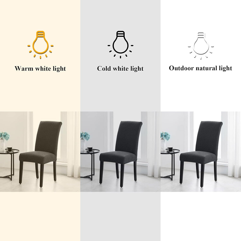 Joccun Chair Covers for Dining Room Set of 6,Dining Chair Slipcover Stretch Dining Room Chair Covers Seat Protector,Washable Parsons Chair Cover for Home,Banquet(Dark Gray,6 Pack)