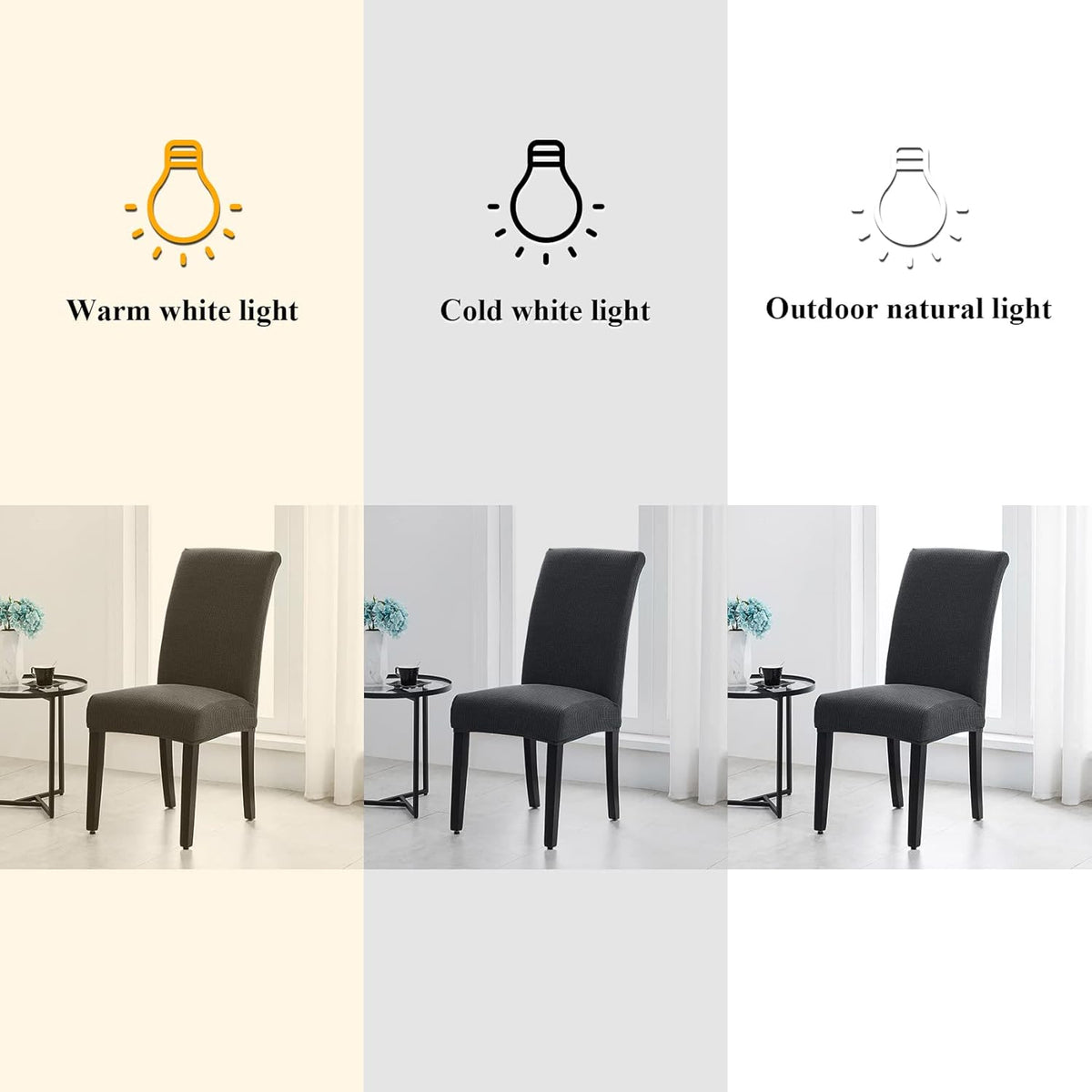 Joccun Chair Covers for Dining Room Set of 6,Dining Chair Slipcover Stretch Dining Room Chair Covers Seat Protector,Washable Parsons Chair Cover for Home,Banquet(Dark Gray,6 Pack)