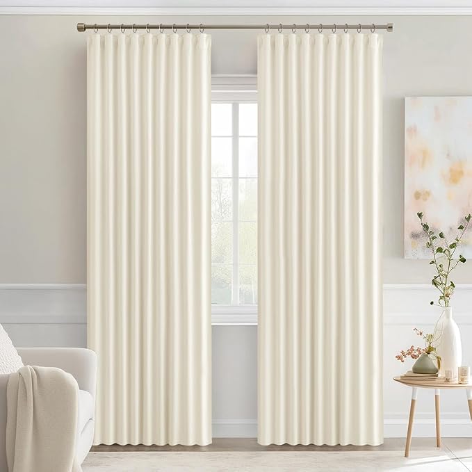 MIULEE Birch Back Tab Blackout Curtains 52x84 Inch Length 2 Panels Set | Rod - Image 9