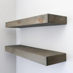 Modern Floating Shelves 3 Inches Thick for Wall, Wide Shelves for Kitchen, Living Room, Bedroom, and Bathroom, Natural Pine Wood, Rustic Wooden Shelf, (Set of 2) (Aged Barrel, 60Lx3Hx6D)