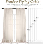 Cream Bedroom Curtains 2 Panel Sets 90 Inch Length, 59 Inch Extra Wide Light - Image 7