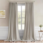 MIULEE Natural Back Tab Blackout Curtains 52x102 Inch Long 2 Panels Set | Rod - Image 9