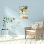 LURENCZH Tropical Beach Canvas Wall Art Seaside Palm Tree Picture Wall Decor Ocean Scenery Painting Prints for Bathroom Decor Framed(Beach-3,12.00" x 18.00")
