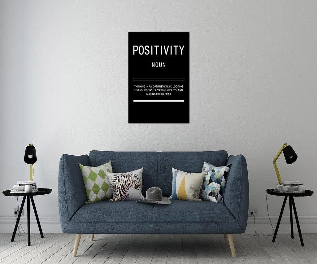 Positivity Noun Motivational Quotes Wall Art Inspirational Canvas Painting Poster Inspiring Positive Prints Wall Pictures for Living Room Home Decor Office Framed Ready to Hang [30''W x 40''H]