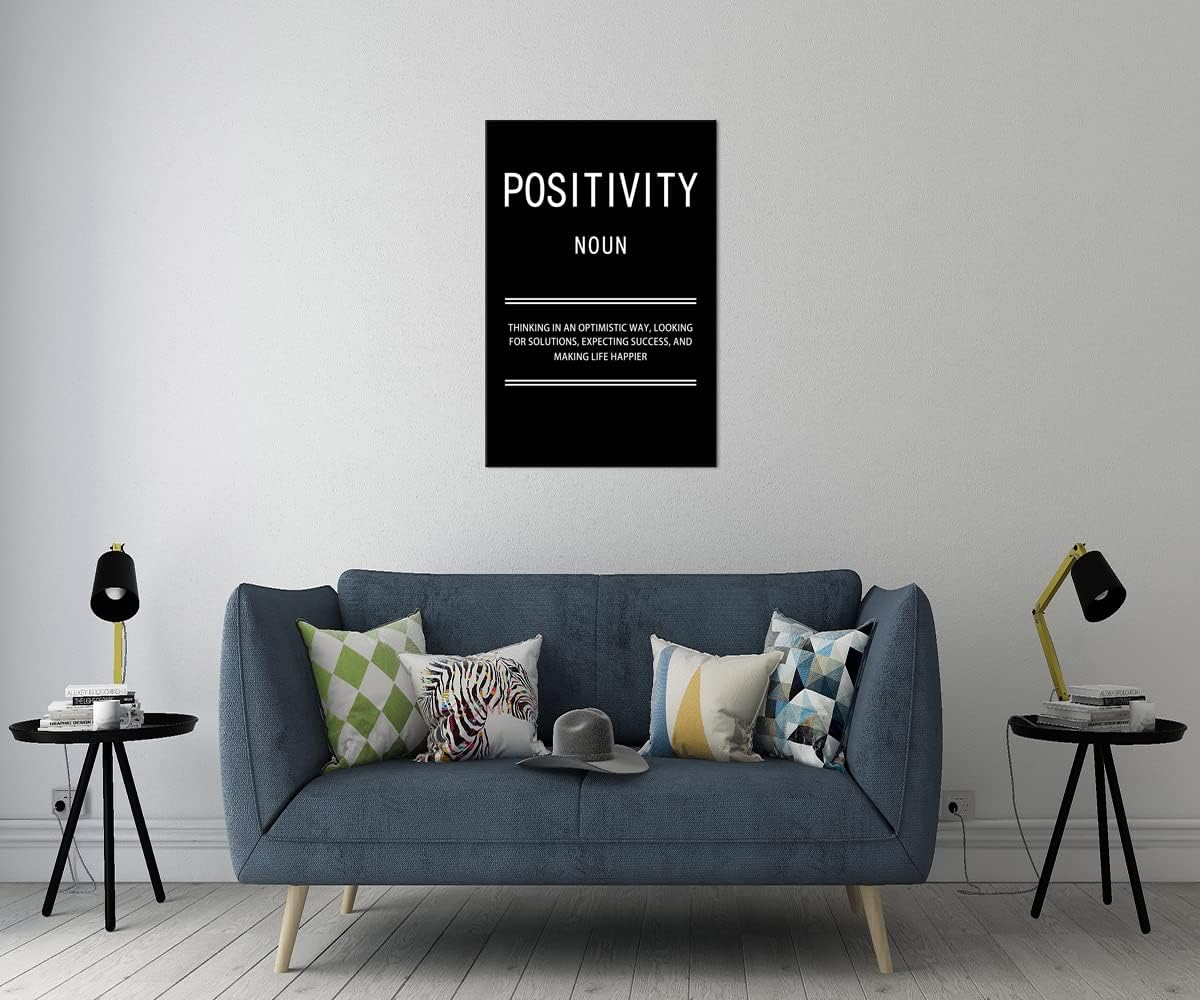 Positivity Noun Motivational Quotes Wall Art Inspirational Canvas Painting Poster Inspiring Positive Prints Wall Pictures for Living Room Home Decor Office Framed Ready to Hang [30''W x 40''H]
