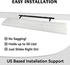 BGMG Wood Floating Shelves 36 inch Long, Wide Rustic Wooden Wall Shelves for Bathroom Living Room Bedroom Kitchen Farmhouse Set of 2-36x6.7x1.25 inch-White