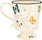 360ml -12.17oz Painted Butterfly Ceramic Mug - Cute Coffee Cup for Latte, Espresso - Gift for Women, Dishwasher Safe