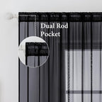 MIULEE 2 Panels Sheer Curtains for Living Room 54 X 72 Inches Black | Window - Image 2