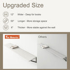 Fun Memories Deep Floating Shelves, 55W x 12D Floating Shelves for Wall, Wood White Floating Shelf with Bracket, Wide Display & Storage Wall Shelves for Living Room, Bedroom,