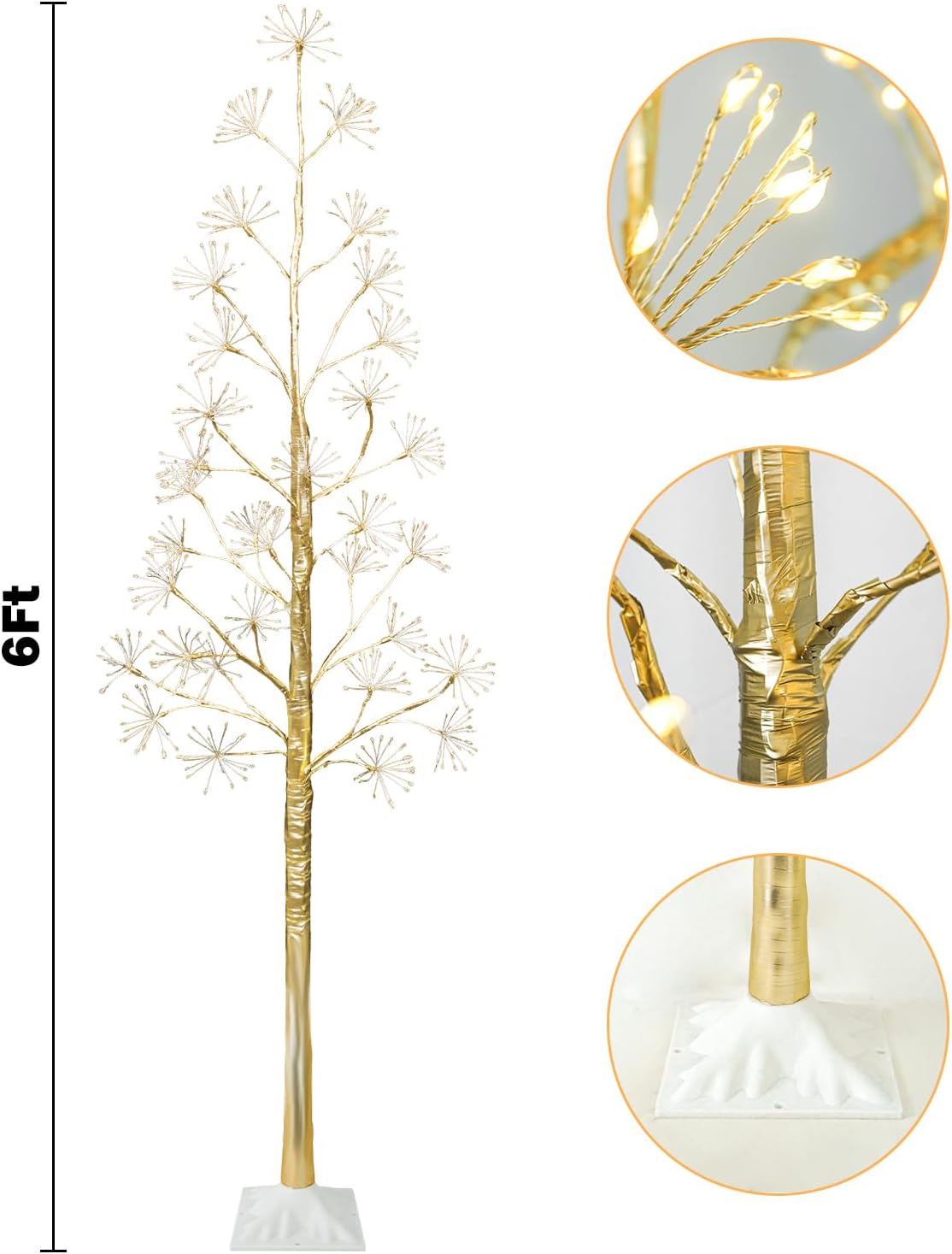 6FT Lighted Birch Tree Christmas Artificial Twig Tree with 660 LED Lights Timer 8 Mode Xmas Tree for Holiday Party Wedding Indoor Outdoor Decor