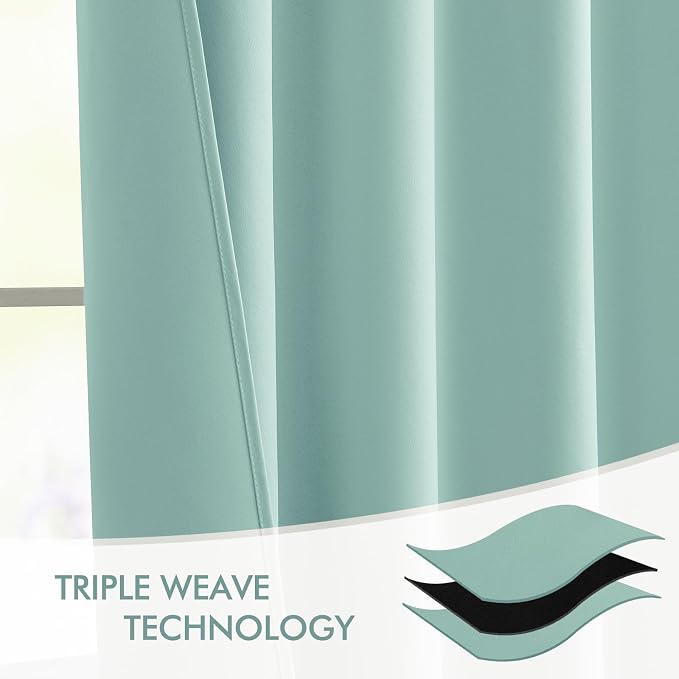 MIULEE Aqua Back Tab Blackout Curtains 52x102 Inch Long 2 Panels Set | Rod - Image 7
