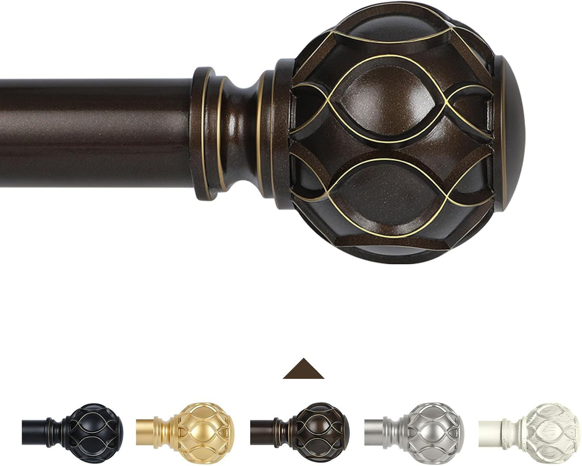 Bronze Farmhouse Curtain Rods for Windows:18-45 Inch Heavy Duty Adjustable Curtain Rod for Bedroom Living Room,Boho Decorative Rustic Drapery Rods with Vintage Coastal Finial,Antique Bronze