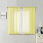 Goose Yellow Sheer Curtains 54 Inch Length 2 Panels, Voile Light Filtering by Lecloud
