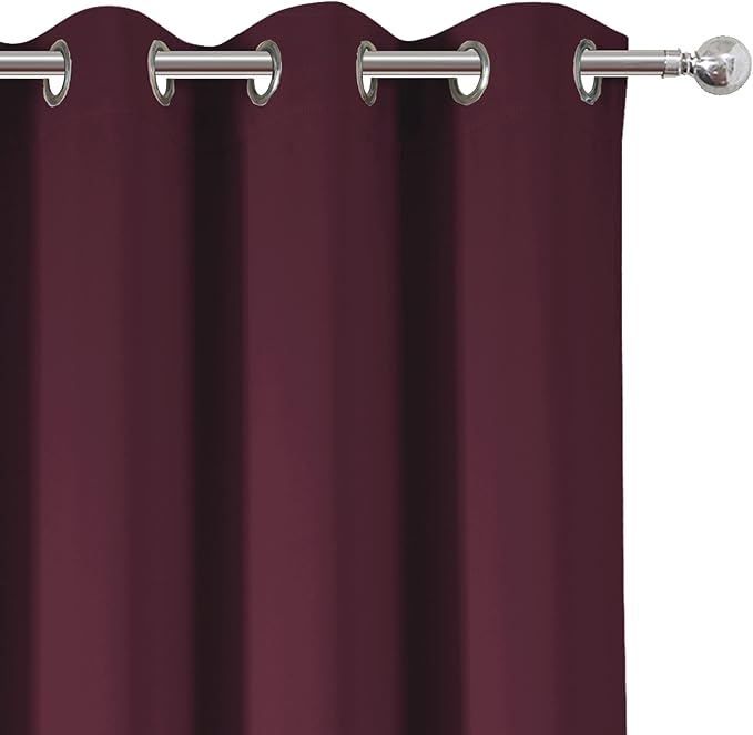 Blackout Curtains 66 x 84 inch/Burgundy Red Curtains Set of 2 Panels/Thermal - Image 7