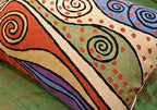 Lumbar Rust Klimt Contemporary Throw Pillows | Modern Pillow Cases | Abstract Pillows | Modern Accent Pillow | Rust Mid Century Chair Cushions | Handmade Cushion | Wool Size 14x20