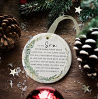 Son Ornaments 2025 Son Christmas Forever Ornament Best Ever Gift Double-Sided Printing Ceramic with Gift Box&Ribbon (2.9"
