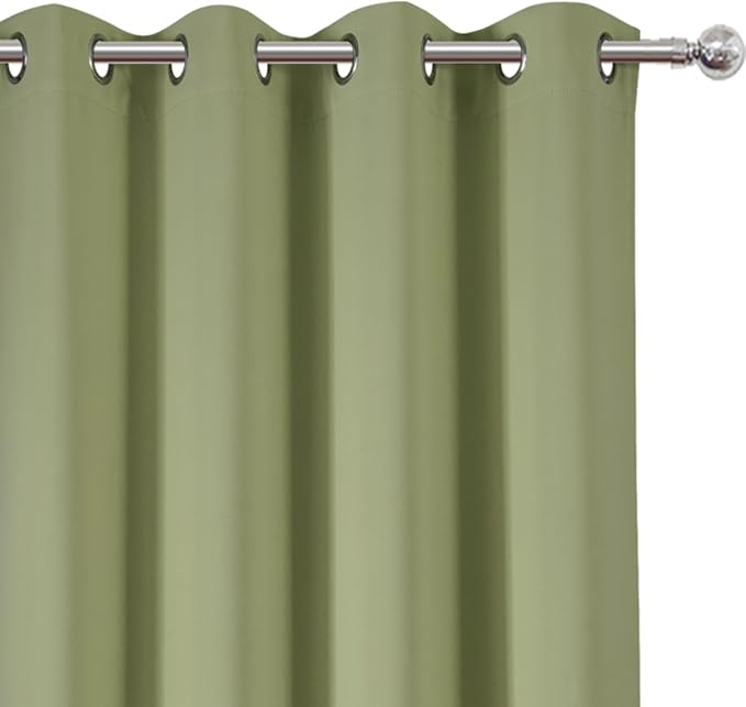 Blackout Curtains 66 x 72 Inch Long Sage Green Curtains Set of 2 Panels Room - Image 6