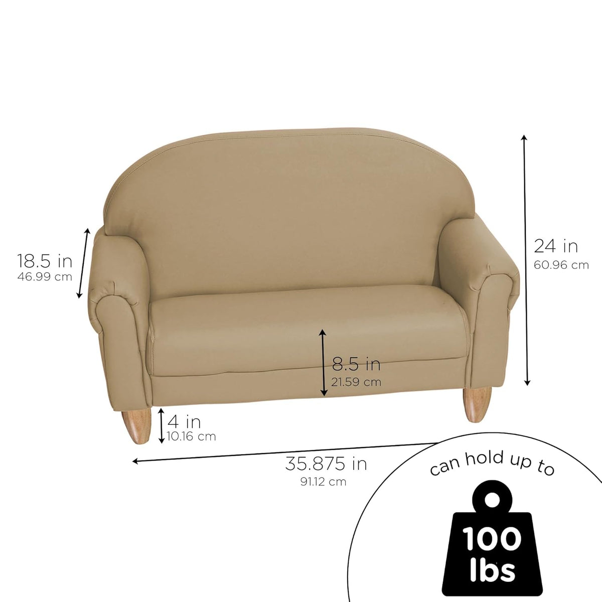 Children's Factory As We Grow Toddler Sofa, Flexible Seating for Daycare or Preschool, Kids Reading Couch, Playroom Furniture, Buff