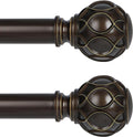 Bronze Farmhouse Curtain Rods for Windows:Heavy Duty Adjustable Curtain Rod for Bedroom Living Room,Boho Decorative Rustic Drapery Rods with Vintage Coastal Finial,Antique Bronze 2 Pack 18-45"