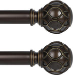 Bronze Farmhouse Curtain Rods for Windows:Heavy Duty Adjustable Curtain Rod for Bedroom Living Room,Boho Decorative Rustic Drapery Rods with Vintage Coastal Finial,Antique Bronze 2 Pack 18-45"