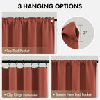 MIULEE 4 Panel Set Short Bedroom Blackout Curtains 54 Inch Long Terracotta | - Image 6