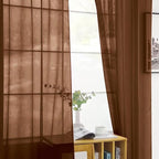 SpaceDresser Brown Sheer Curtains 4 Panels Rod Pocket Semi-Sheer Curtain 72 - Image 4