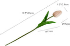 Mandy's Artificial Tulips 20 Stems Champagne PU Faux Flowers for Wedding Home Decor 13.5 Inch