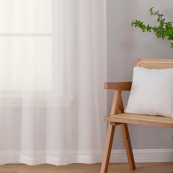 Ivory Sheer Curtains 84 Inches Long 2 Panels, Soft Airy Light Filtering Curtains - Image 9