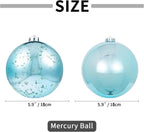 XmasExp Large Christmas Ball Ornaments,2pcs Ligh Blue Giant Shatterproof Plastic Hanging Mercury Xmas Ball Decorations Christmas Tree Ornaments (Lake Blue, 6")