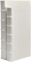 Decorative White Faux Leather Wooden Book Box for Home Decor, Cafe Table, and Bookshelf - Fashion Storage Box (YD-C105 L+S)