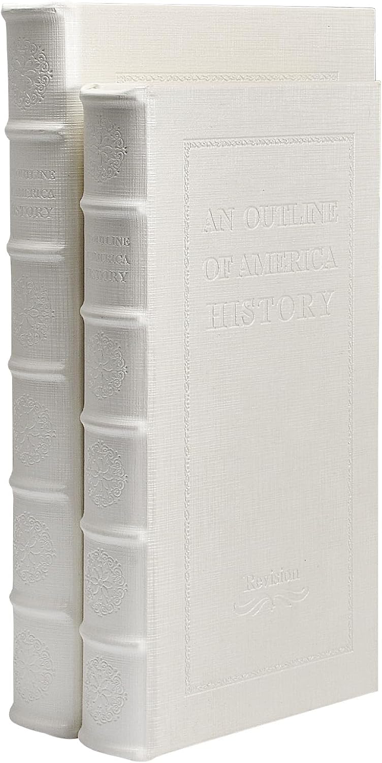 Decorative White Faux Leather Wooden Book Box for Home Decor, Cafe Table, and Bookshelf - Fashion Storage Box (YD-C105 L+S)